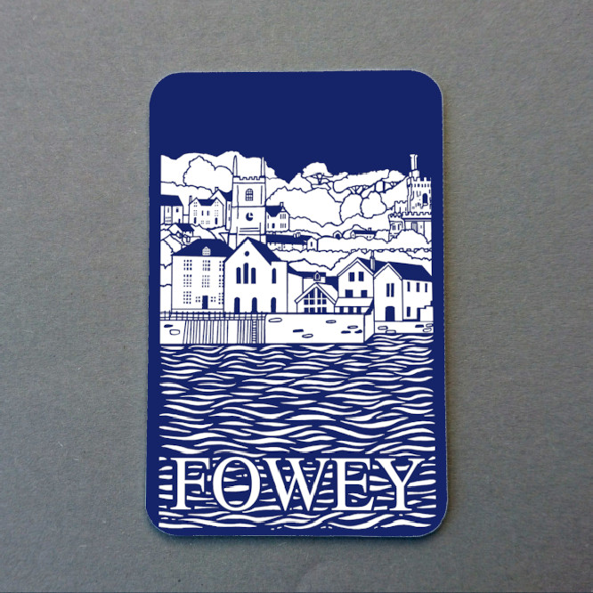 (image for) Fowey town scene magnet Mono